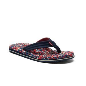 NEW SANUK men's bubblecush flip flop in red grey blue